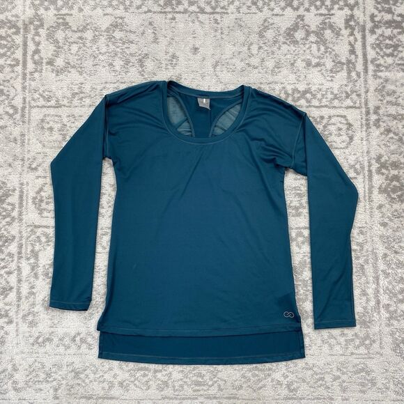 Calia by Carrie Underwood Long Sleeve Mesh Back Top Deep Teal Womens Size XS - Picture 1 of 5